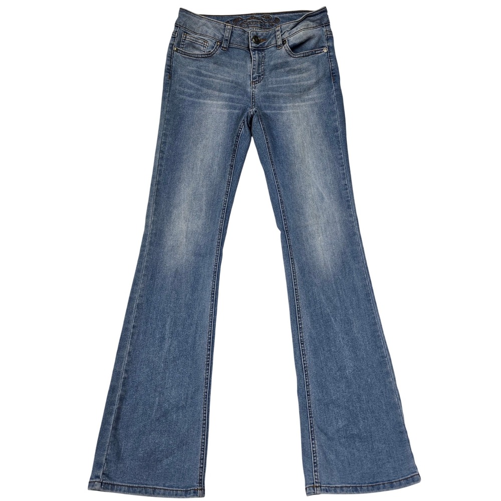 Wax Jean Womens Size 7 Light Wash Low Rise Bootcut Flare Denim Jeans